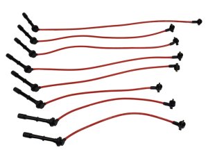 Ford Mustang Spark Plug Wire Set - Ford Racing - 9mm, Spiral-Wound, 45 Deg. Long Boot, Stainless Steel Terminals - Red - `96-`04